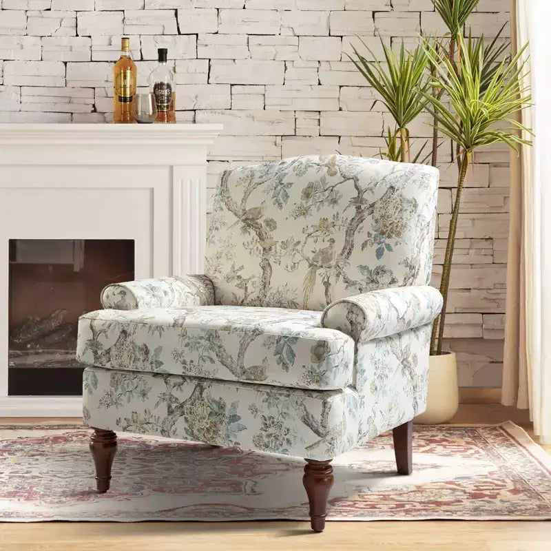 Fauteuil de salon confortable avec pieds en bois massif