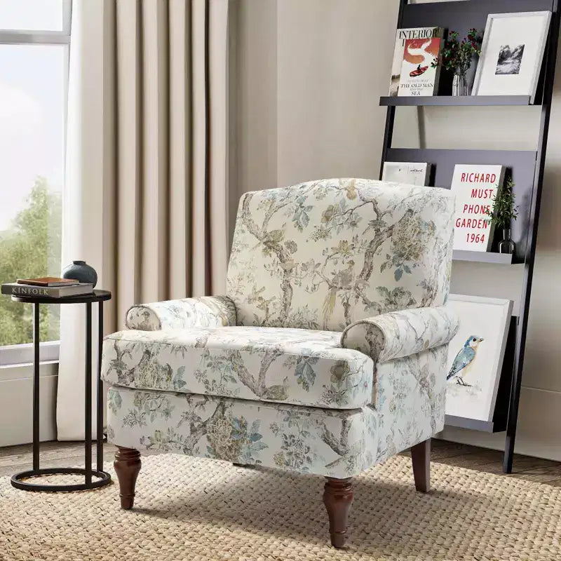 Fauteuil de salon confortable avec pieds en bois massif