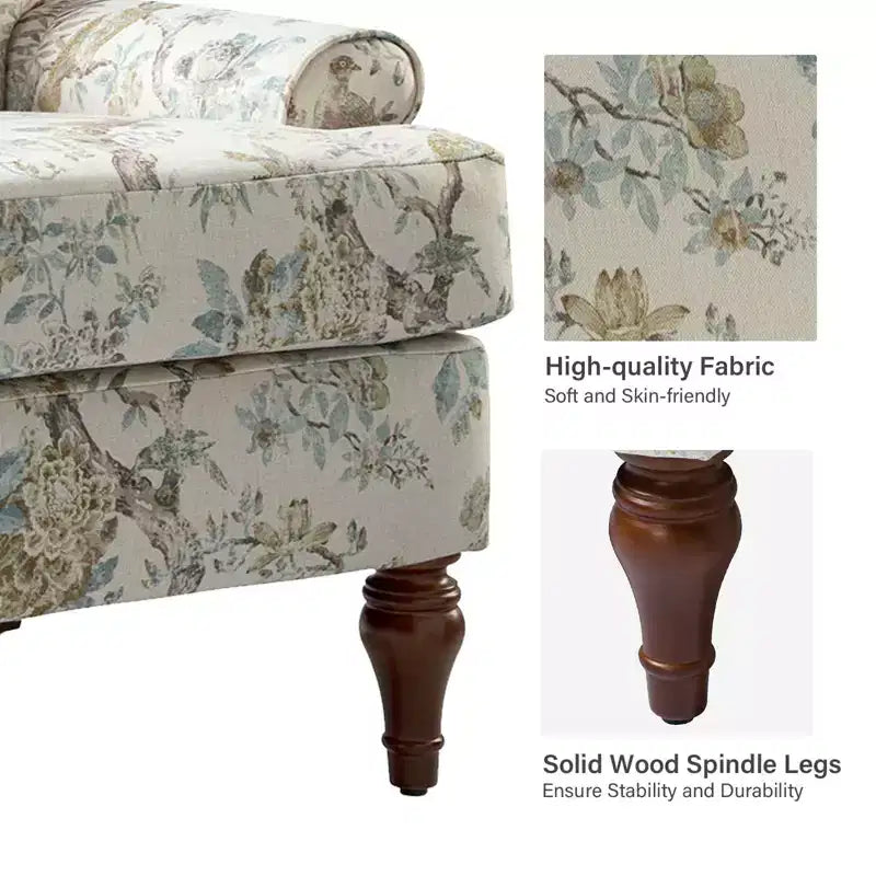 Fauteuil de salon confortable avec pieds en bois massif