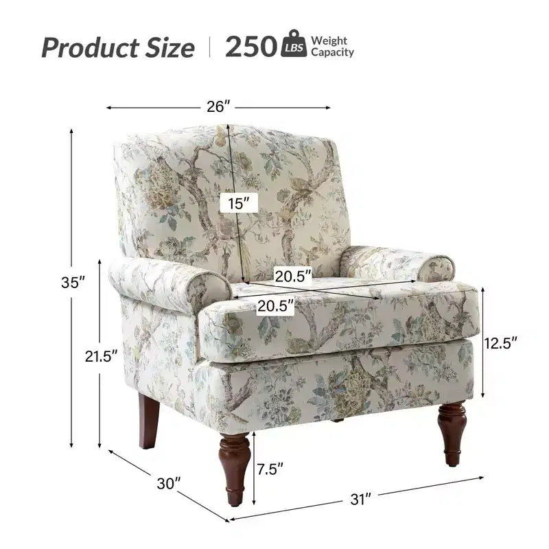 Fauteuil de salon confortable avec pieds en bois massif