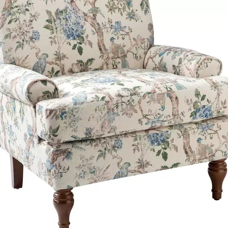Fauteuil de salon confortable avec pieds en bois massif