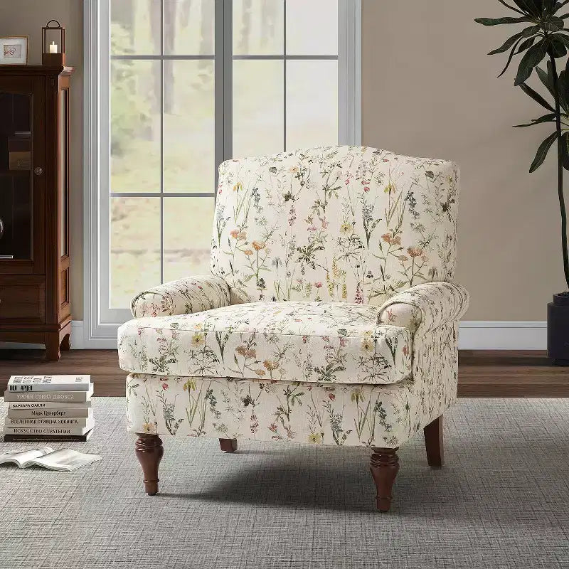 Dani comfy Livingroom Armchair with Solid Wood Legs | KARAT HOME