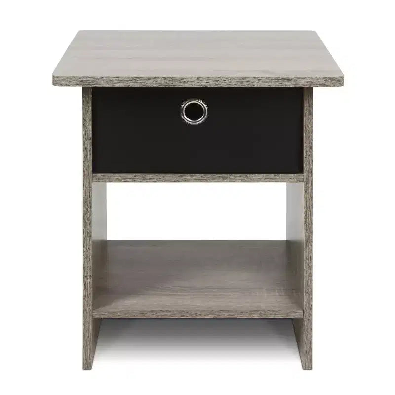 Table de chevet avec tiroir, étagère de rangement et présentoir, chêne français