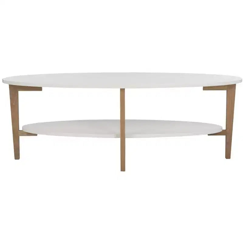Woodruff Oval Coffee Table - White/Oak - Safavieh