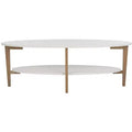 Woodruff Oval Coffee Table - White/Oak - Safavieh