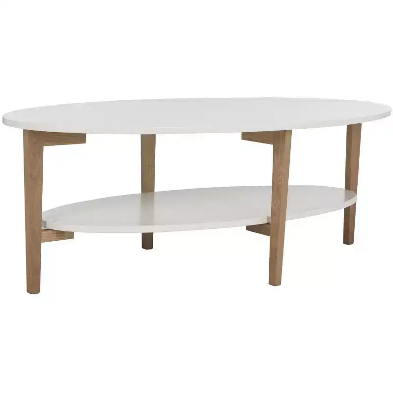 Table basse ovale Woodruff - Blanc/Chêne