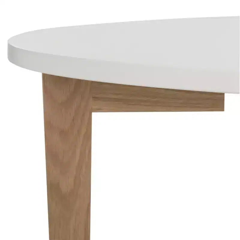 Table basse ovale Woodruff - Blanc/Chêne