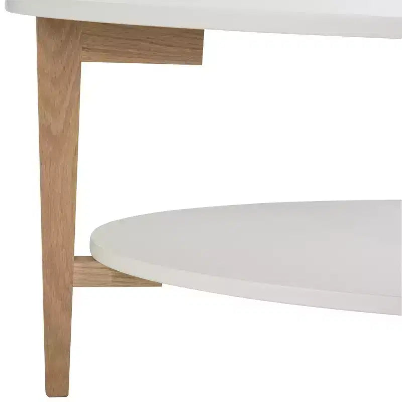 Table basse ovale Woodruff - Blanc/Chêne