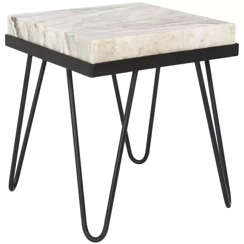 Table d'appoint à plateau en pierre gris/noir