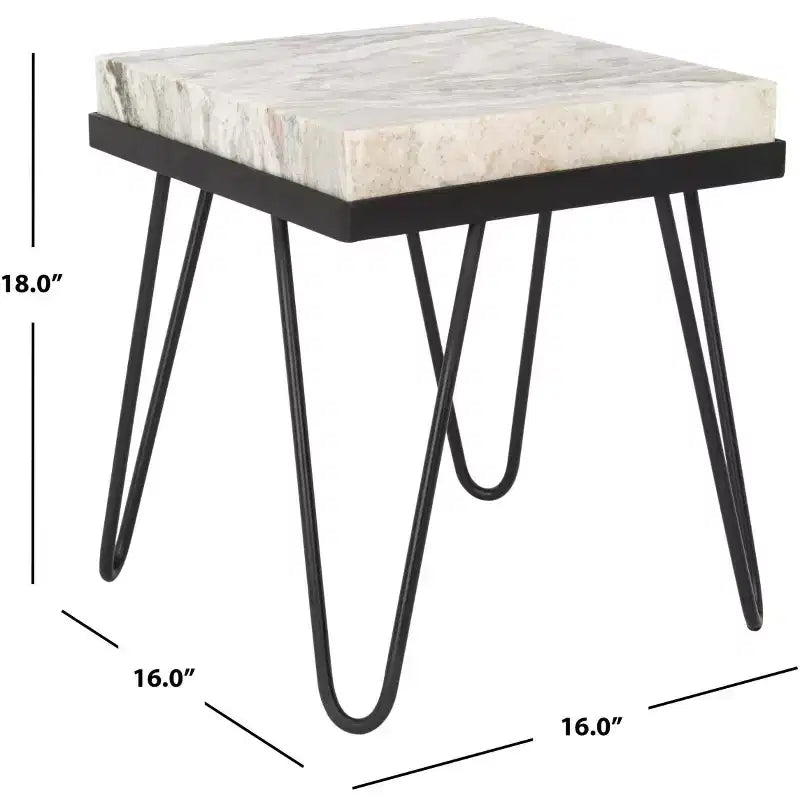 Table d'appoint à plateau en pierre gris/noir
