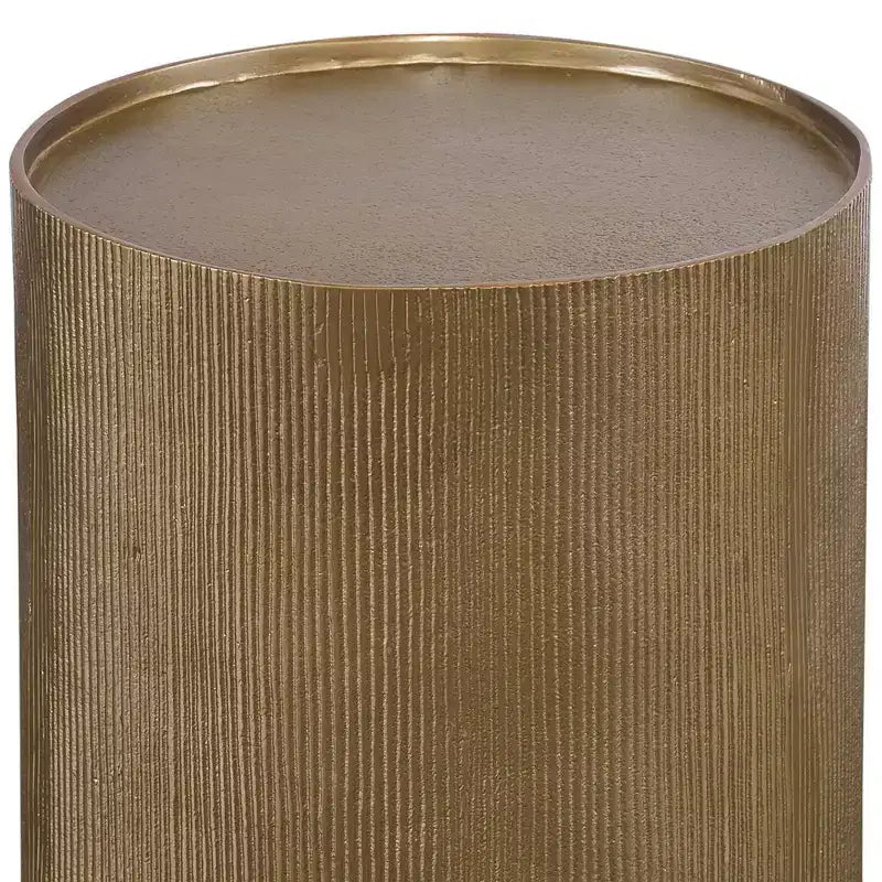 Table d'appoint ronde Glam en aluminium 12 po de large Or antique pour salon, chambre, chevet, entrée, bureau, salle de bain